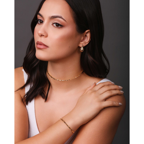 Bracelete Mola Quadrados 2 mm Banhado a Ouro 18K