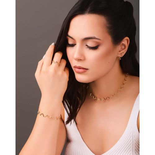 Aro Fio Zig Zag 2 mm Banhado a Ouro 18K - 35 cm