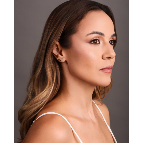 Ear Cuff Borboletas Lisas e Cravejadas Cristal Banhado a Ouro 18K