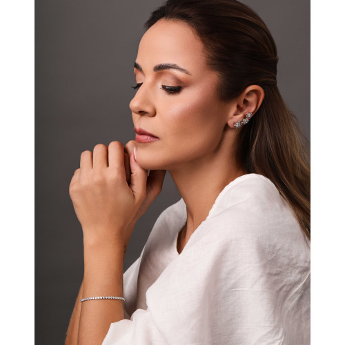 Pulseira Riviera Cristal 2.5 mm Ródio Branco