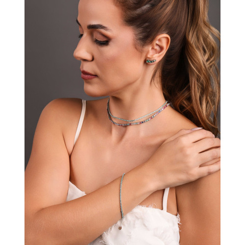 Choker Riviera Turmalina 2 mm Ródio Branco