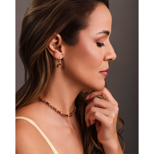 Choker Ovais Coloridos 4 mm Banhado a Ouro 18K