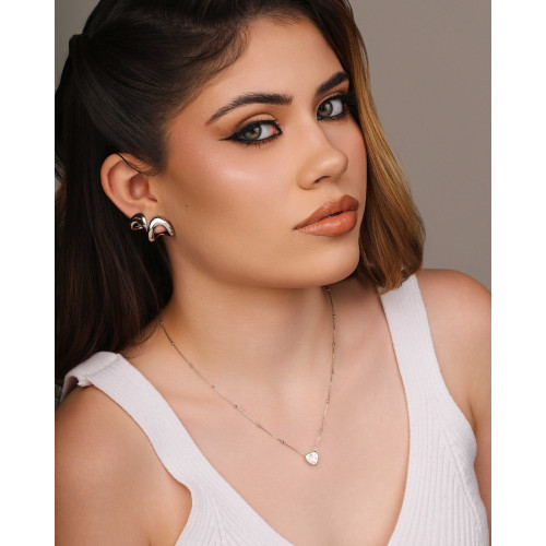 Brinco Argola Orgânica Lisa 1.2 cm Ródio Branco