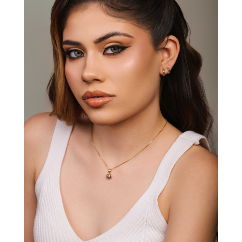 Dupla de Argolas Pontos de Luz Coloridos Banhado a Ouro 18K