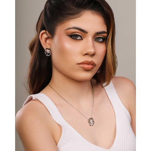 Brinco Orgânico Ponto de Luz Oval Cristal Ródio Branco