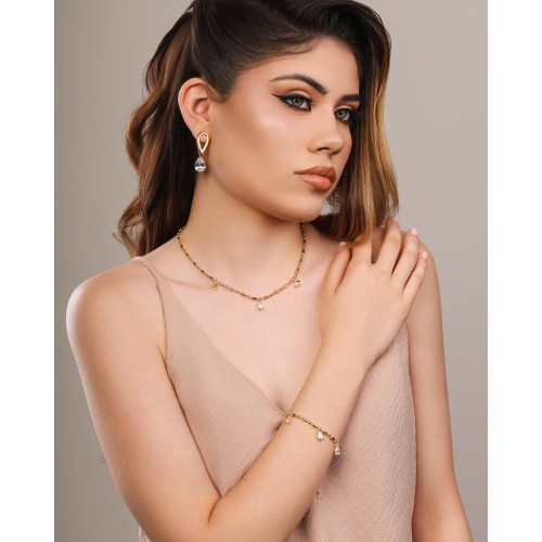 Gargantilha Gomos Gotas Cristal Banhado a Ouro 18K - 40 cm