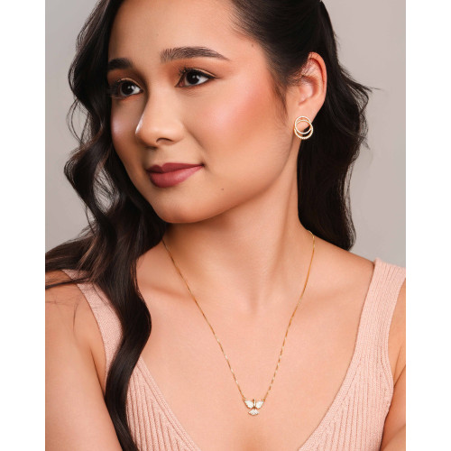 Brinco Círculos Entrelaçados Cravejados Cristal Banhado a Ouro 18K