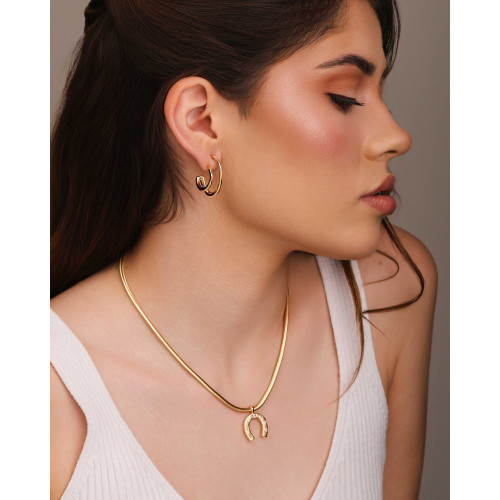 Brinco Argola Filetes Duplos Lisos 2.7 cm Banhado a Ouro 18K