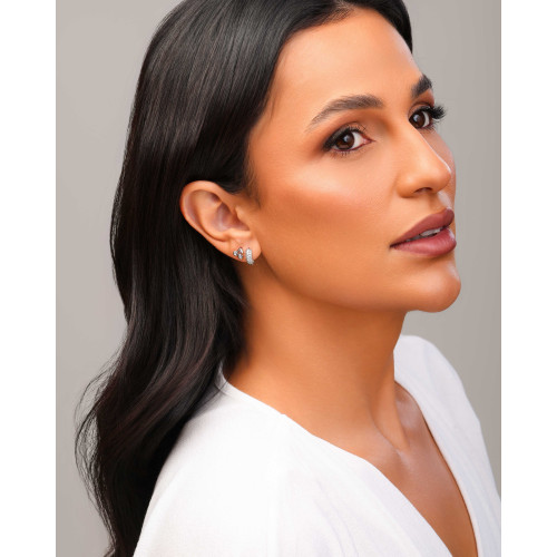 Brinco Cereja Pontos de Luz Cristal Ródio Branco