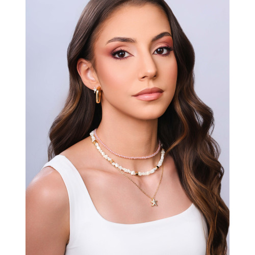 Choker Madrepérolas Quadrados Lisos Banhado a Ouro 18K