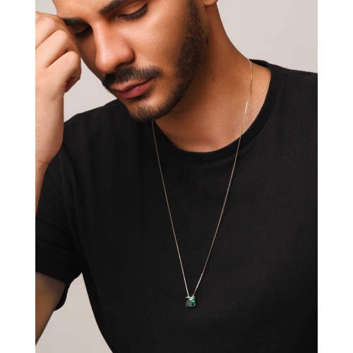 Gargantilha Masculina Carré Turmalina Banhado a Ouro 18K - 70 cm
