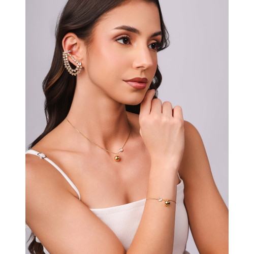 Ear Line Ponto de Luz Cristal ? Unidade (Peça Avulsa) ? Banhado a Ouro 18K