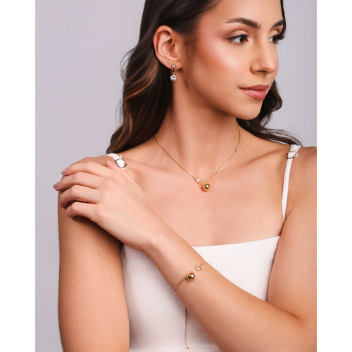 Ear Jacket Pontos de Luz Cristal Banhado a Ouro 18K