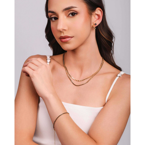 Pulseira Riviera Onix 2 mm Banhado a Ouro 18K