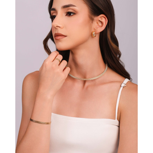 Bracelete Texturizado 5 mm Banhado a Ouro 18K