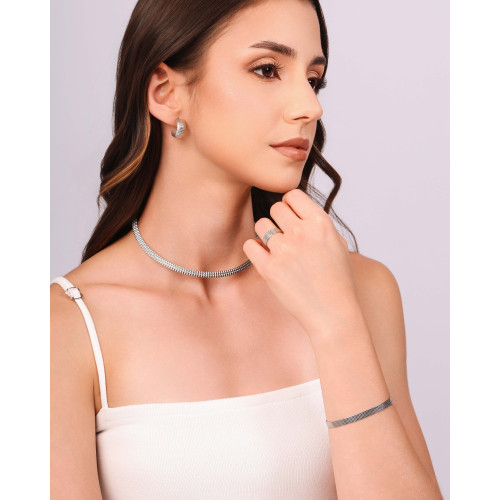 Aro Texturizado 5 mm Ródio Branco