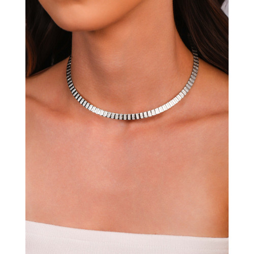 Aro Esteira Texturizada 5 mm Ródio Branco