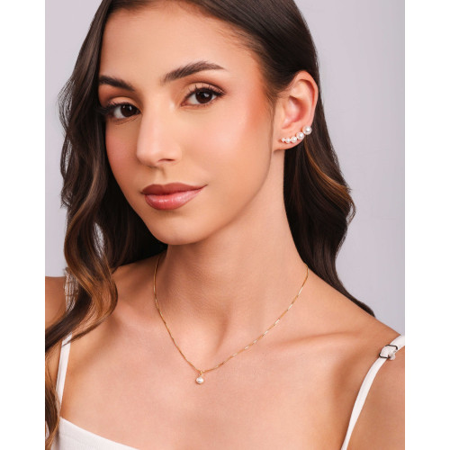 Gargantilha Veneziana Pérola 5 mm Banhado a Ouro 18K - 40 cm