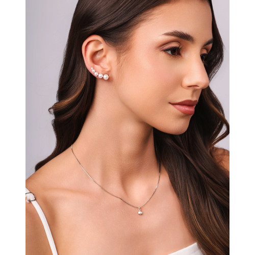 Gargantilha Veneziana Pérola 5 mm Ródio Branco - 40 cm