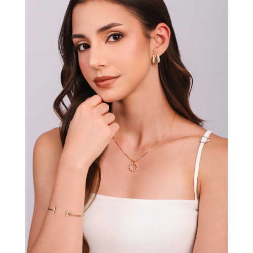 Gargantilha Veneziana Círculo Pontos de Luz Cristal Banhado a Ouro 18K - 40 cm