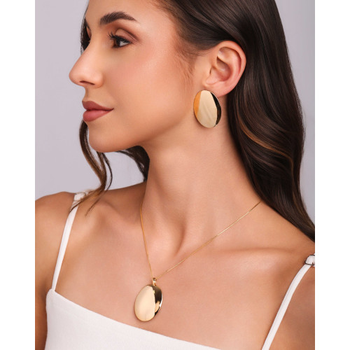 Gargantilha Veneziana Oval Liso 3.7 cm Banhado a Ouro 18K - 45 cm