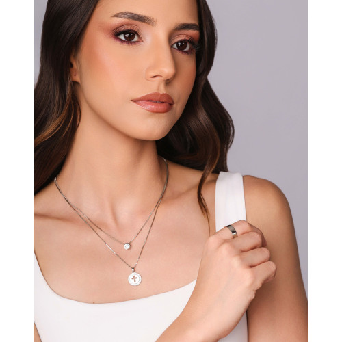 Anel Liso 5 mm Tamanho 16 Ródio Branco