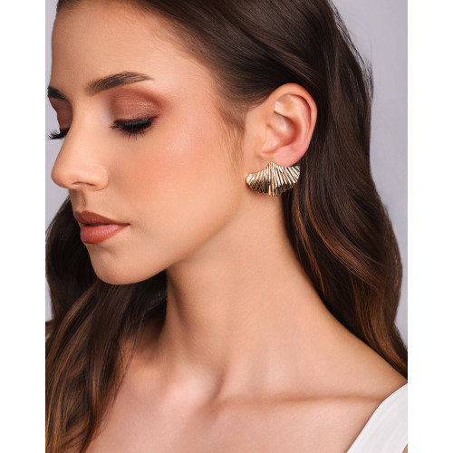 Ear Cuff Folha Frisada Banhado a Ouro 18K