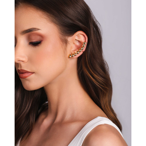 Ear Cuff Gotas Lisas Banhado a Ouro 18K