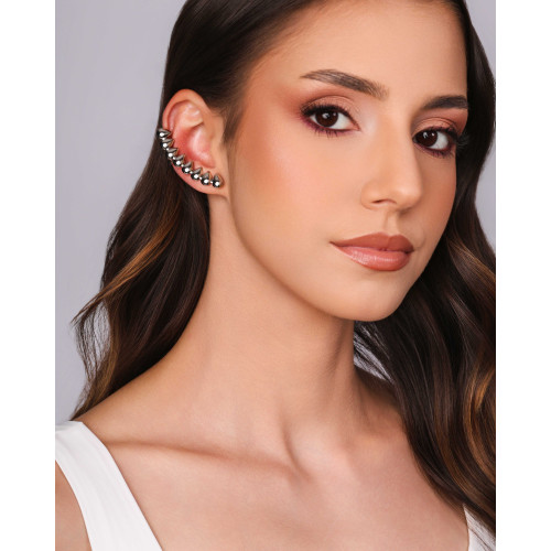 Ear Cuff Gotas Lisas Ródio Branco