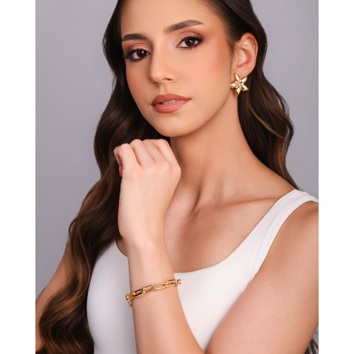 Pulseira Elos Ovais 8 mm Banhado a Ouro 18K