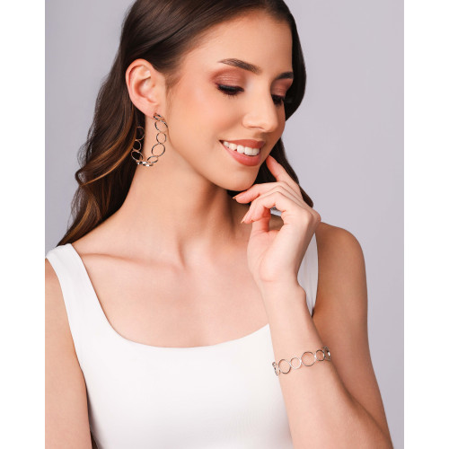 Bracelete Círculos 14 mm Ródio Branco