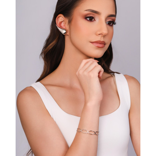 Bracelete Elíptico 9 mm Ródio Branco