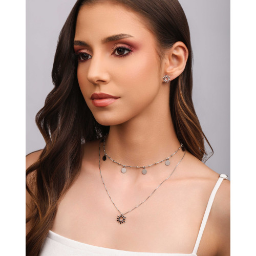 Brinco Sol Vazado Ródio Branco