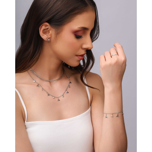 Choker Elos Caudas de Sereia Pontos de Luz Cristal Ródio Branco