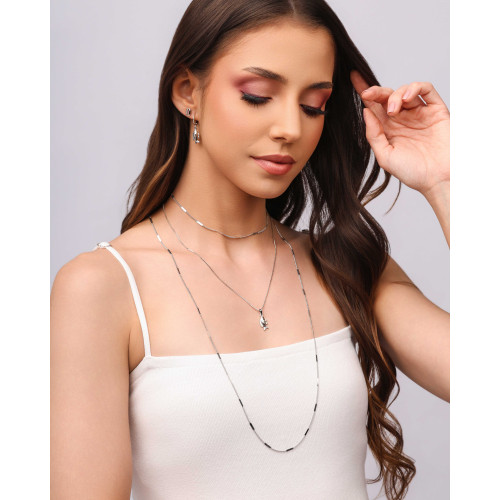Choker Grumet Plaquinhas Achatadas 2 mm Ródio Branco