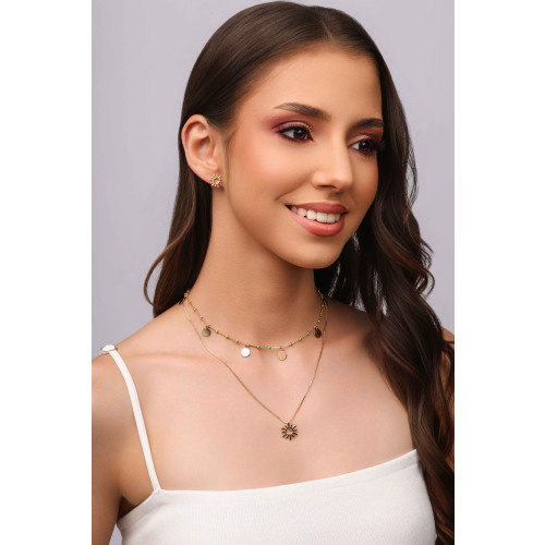 Gargantilha Veneziana Sol Vazado Banhado a Ouro 18K - 45 cm