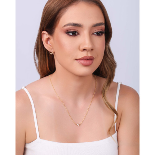 Brinco Círculo Ponto de Luz Cravejado Cristal Banhado a Ouro 18K