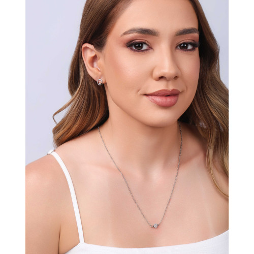 Brinco Círculo Ponto de Luz Cravejado Cristal Ródio Branco