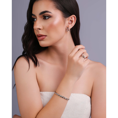 Anel Ajustável Nó Tamanho P Ródio Branco