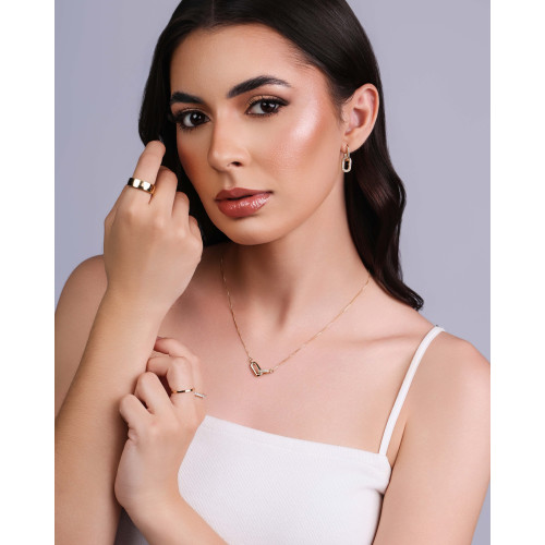 Anel Reto Liso Cravejado Cristal Tamanho 20 Banhado a Ouro 18K