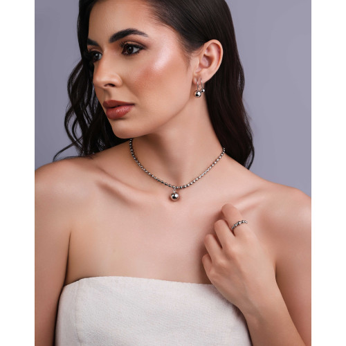 Anel Bolinhas Lisas Tamanho 21 Ródio Branco