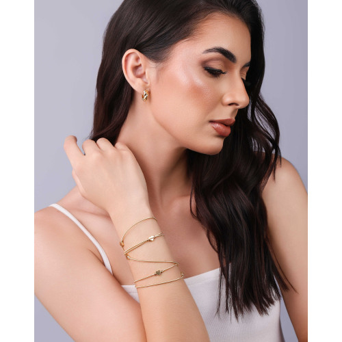 Brinco Argola Click Torcida Lisa 1.4 cm Banhado a Ouro 18K