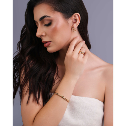 Bracelete Fio Trançado 6 mm Banhado a Ouro 18K