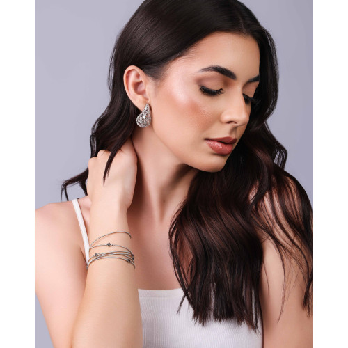 Pulseira Corda de Violão Trevos Ródio Branco