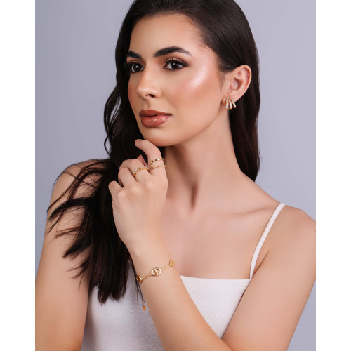 Pulseira Elos Cravejados Cristal Banhado a Ouro 18K