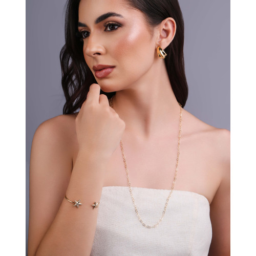 Gargantilha Longa Corações 4 mm Banhado a Ouro 18K - 70 cm