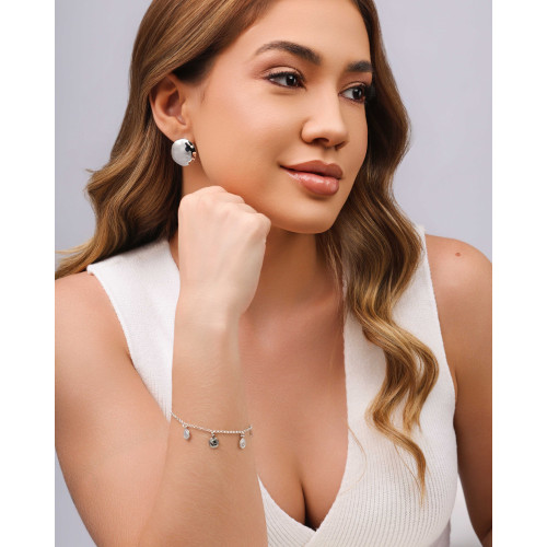 Brinco Redondo Orgânico Amassado 2.2 cm Ródio Branco