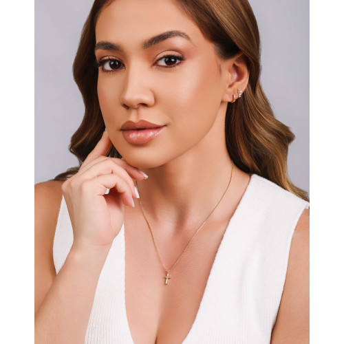 Brinco Graveto Pontos de Luz Cristal Banhado a Ouro 18K