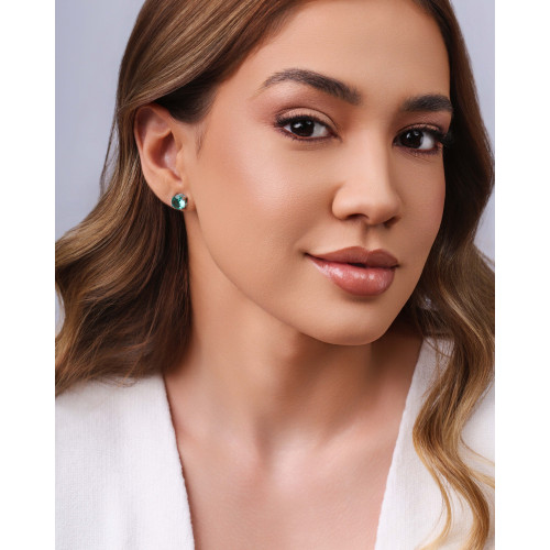 Brinco Ponto de Luz Turmalina 8 mm Ródio Branco