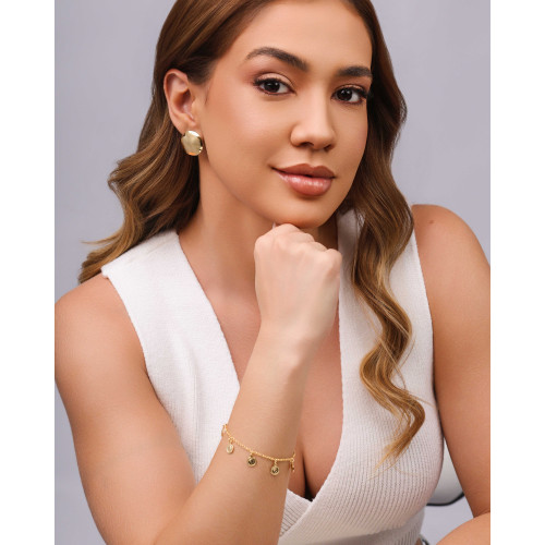 Pulseira Elos Medalhas Lira Banhado a Ouro 18K